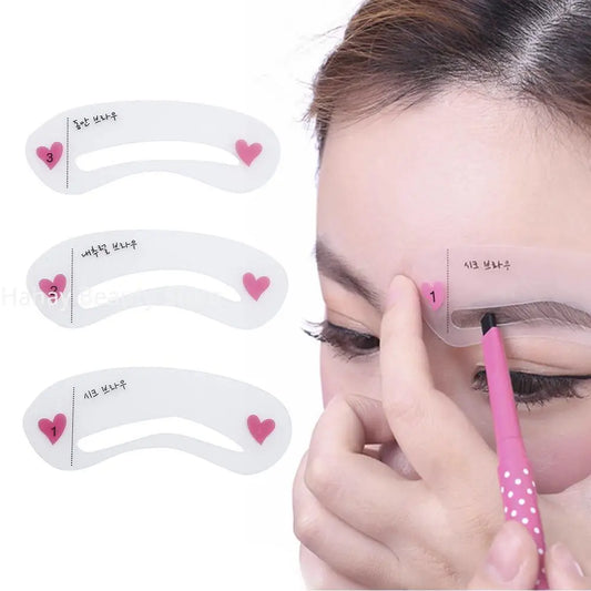 3 Styles Grooming Eyebrow Stencil Kit Makeup Tools DIY Beauty Eyebrow Template