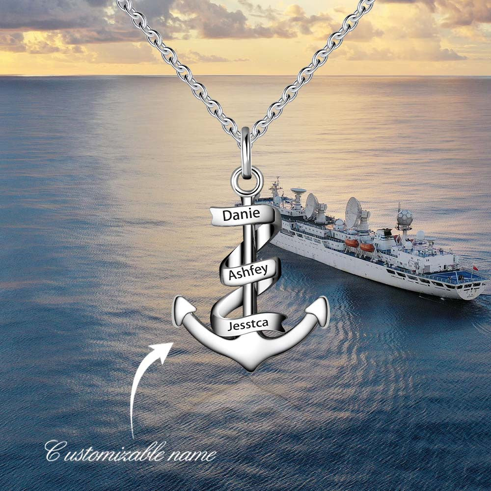 Custom Name Engraved Anchor Necklace