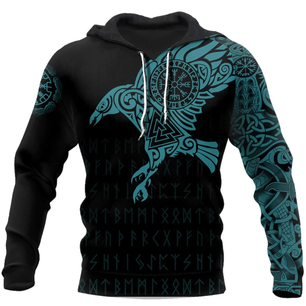 Raven of Tattoo 3D Printed Men Hoodies Retro Harajuku Fashion Hooded Sweatshirt