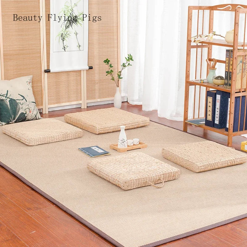 Pastoral Wind Straw Japanese Meditation Cushion Tatami Mat Rattan Sofa Cushion