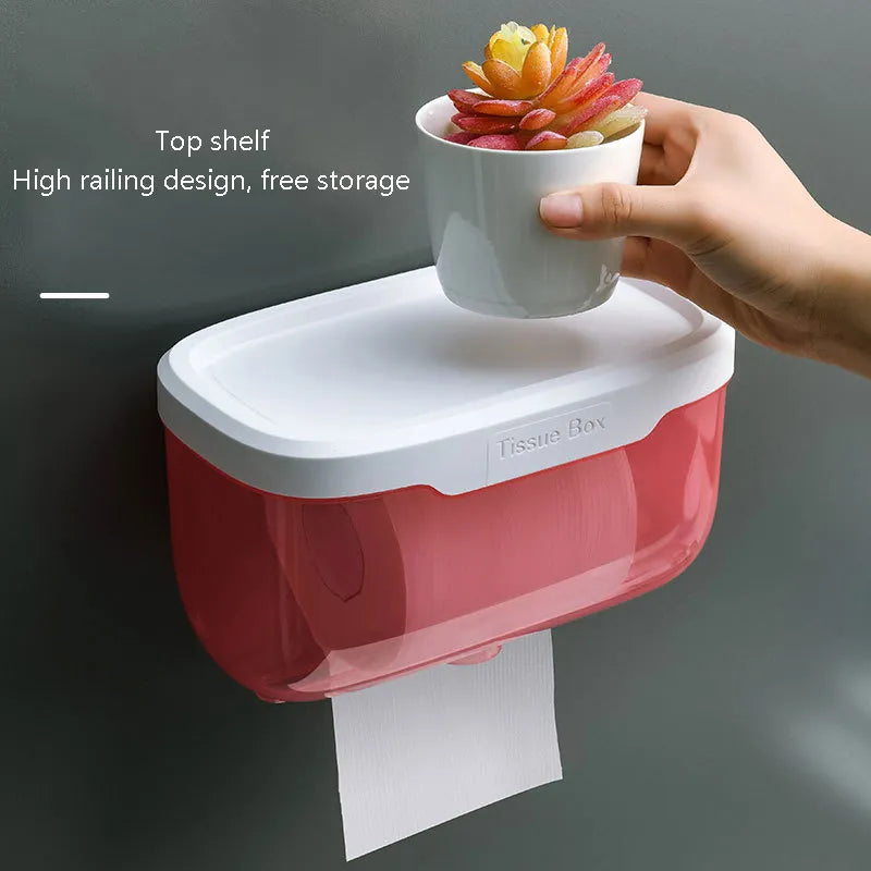 Punch-Free Toilet Paper Holder Box Waterproof Storage Toilet Paper Storage Rack