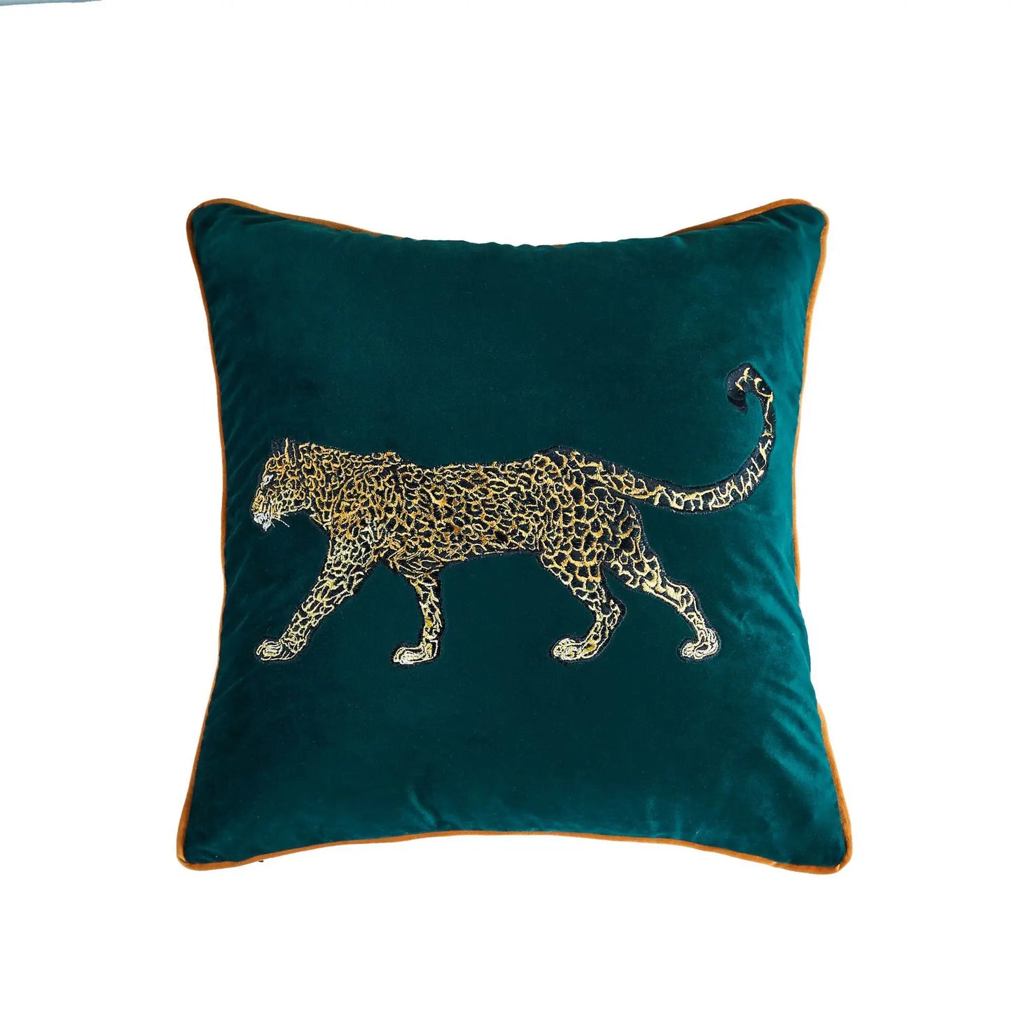 Green Pillows Sofa Decorative Pillow Cover Golden Leopard Embroidery Velvet