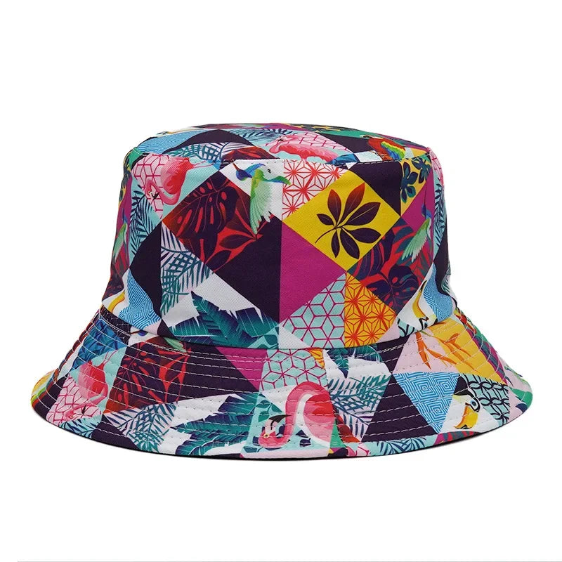 2024 New Summer Graffiti Bucket Hat for Women Men Skull Floral Outdoor Hat