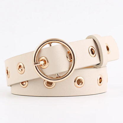 Metal Hole Metal Belt Women Girl Quality Imitation Leather Belt