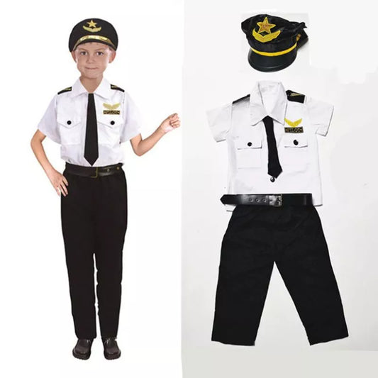 Kids Pilot Costumes Cosplay Boys Flight Airplane Aircraft Air Force Costume