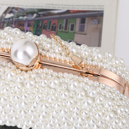 Luxury Special Crystals Womens Wedding  Beaded Pearl Clutch  Handmade Bags