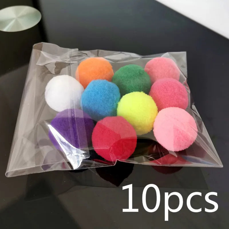 10 Pcs/Lot Cute Funny Cat Toys Stretch Plush Ball Soft Colorful