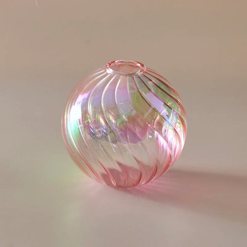 Iridescent Ball Vases Decoration Home Living Room Flower Pot for Interior Glass