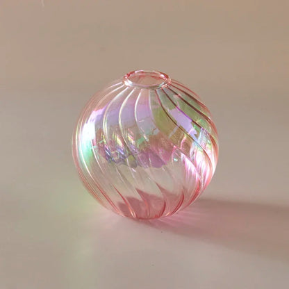 Iridescent Ball Vases Decoration Home Living Room Flower Pot for Interior Glass