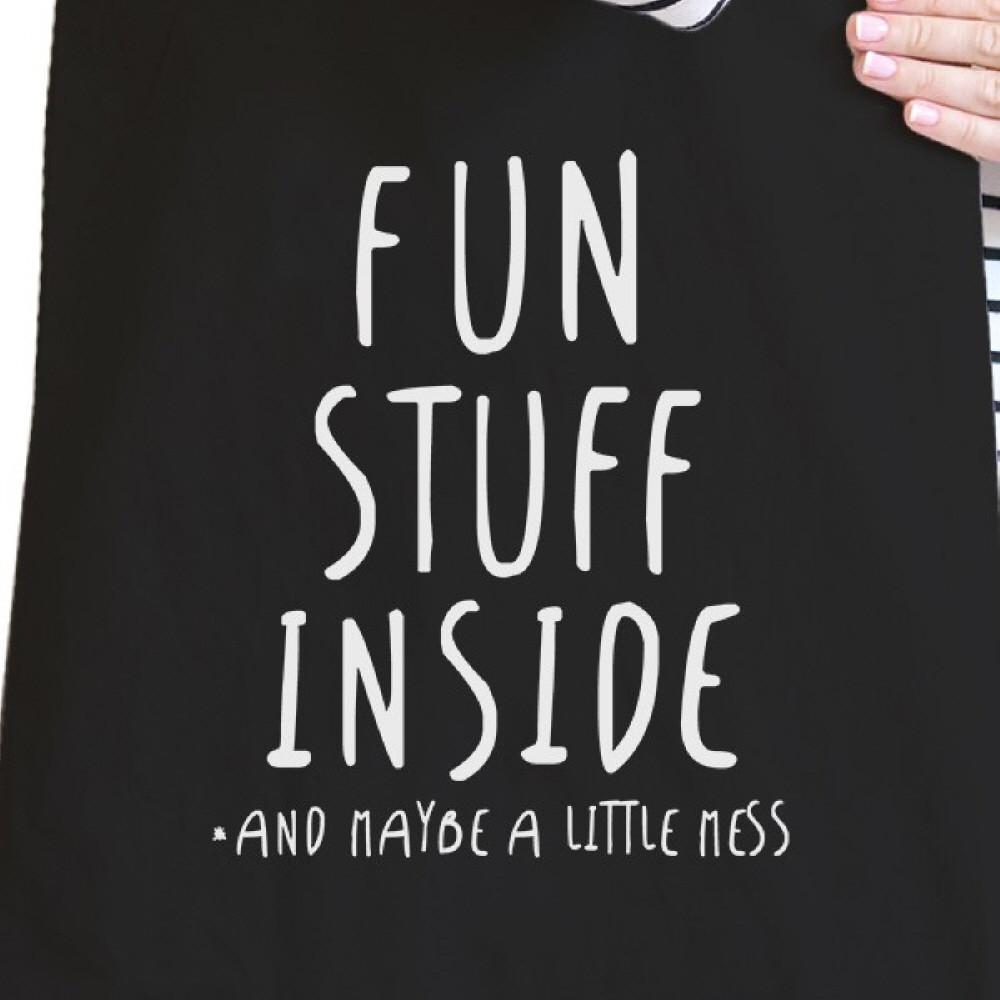 Fun Stuff Inside Black Canvas Bag Gifts for Best Friend Tote Bags