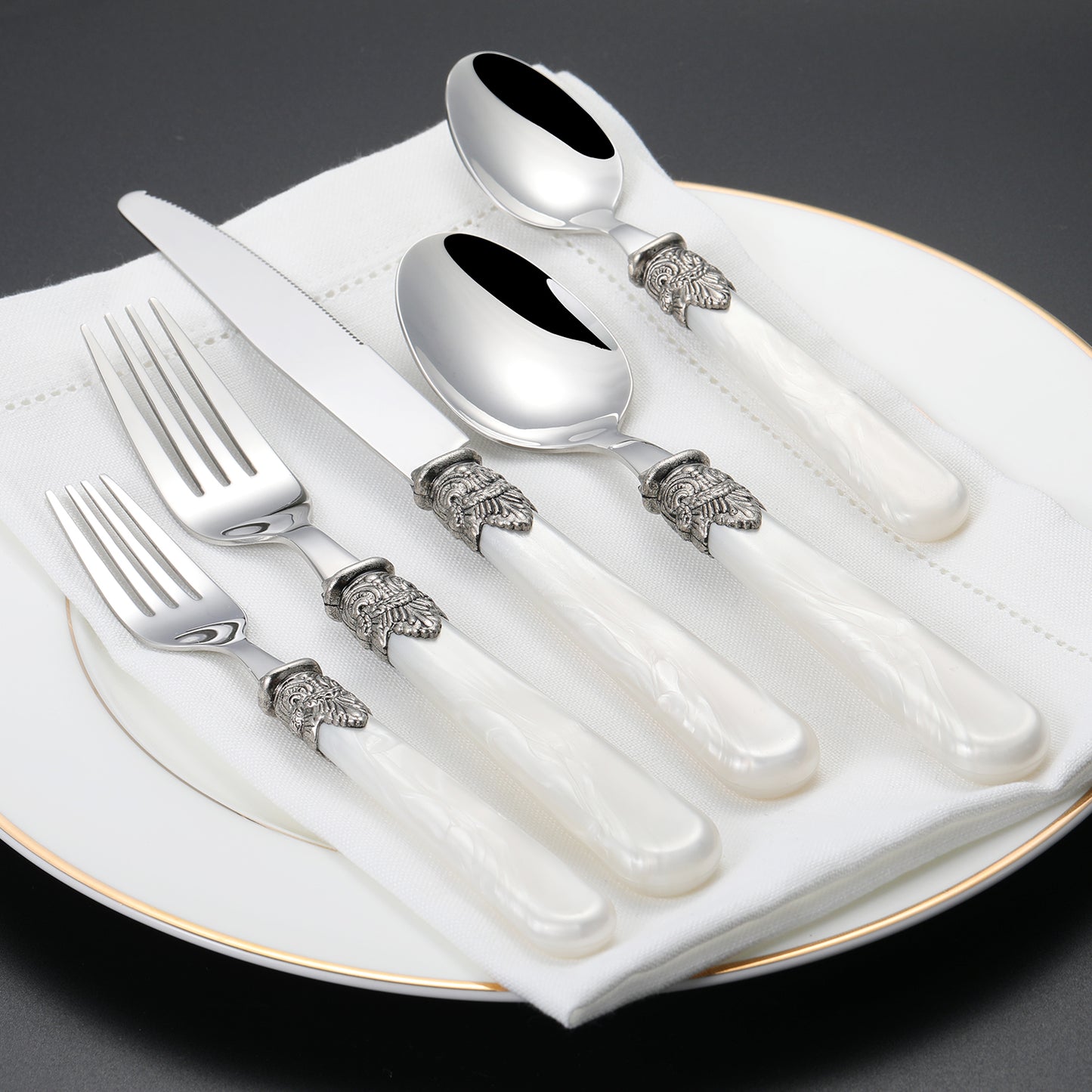 Cathylin 20-Piece High Grade Acrylic Handle Plastic Cutlery Set, Stainless