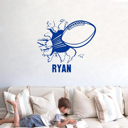 American Football Stickers , Football With Name Vinyl Wall Decal Sticker