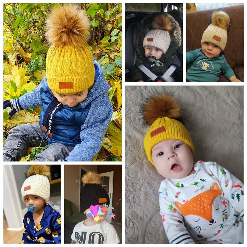 Baby Boy Hat Cute Pompom Baby Cap Beanie Autumn Winter Warm Knitted Children