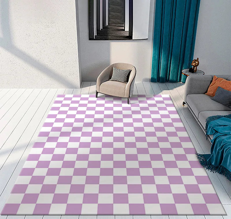 Color Checkerboard Plaid Carpet Moroccan Living Room Bedroom Rug Anti-Skid