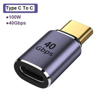 USB4.0 40Gbps Adapter USB C Male to Female 90 Degree 100W Fast Charging