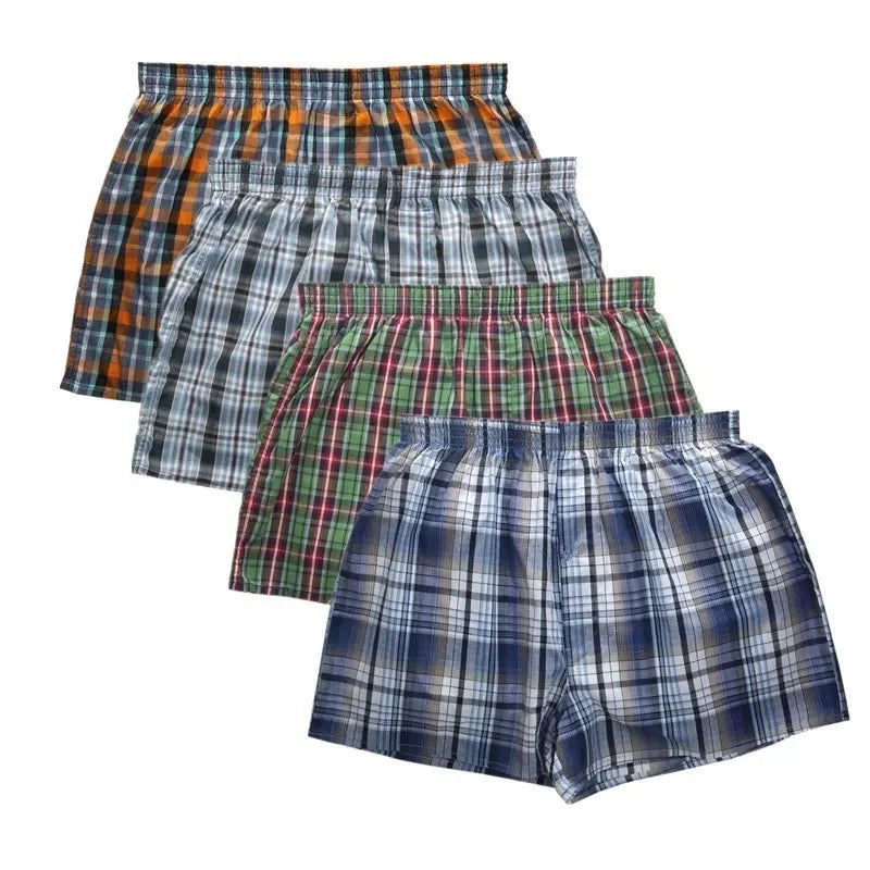 New Classic Plaid Men Arrow Pants Casual Fashion Brand High Quality Boxer 4pcs