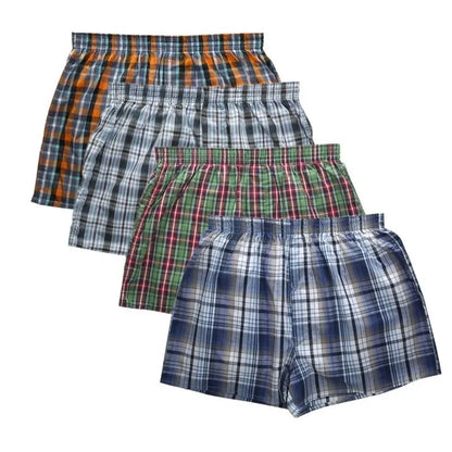 New Classic Plaid Men Arrow Pants Casual Fashion Brand High Quality Boxer 4pcs