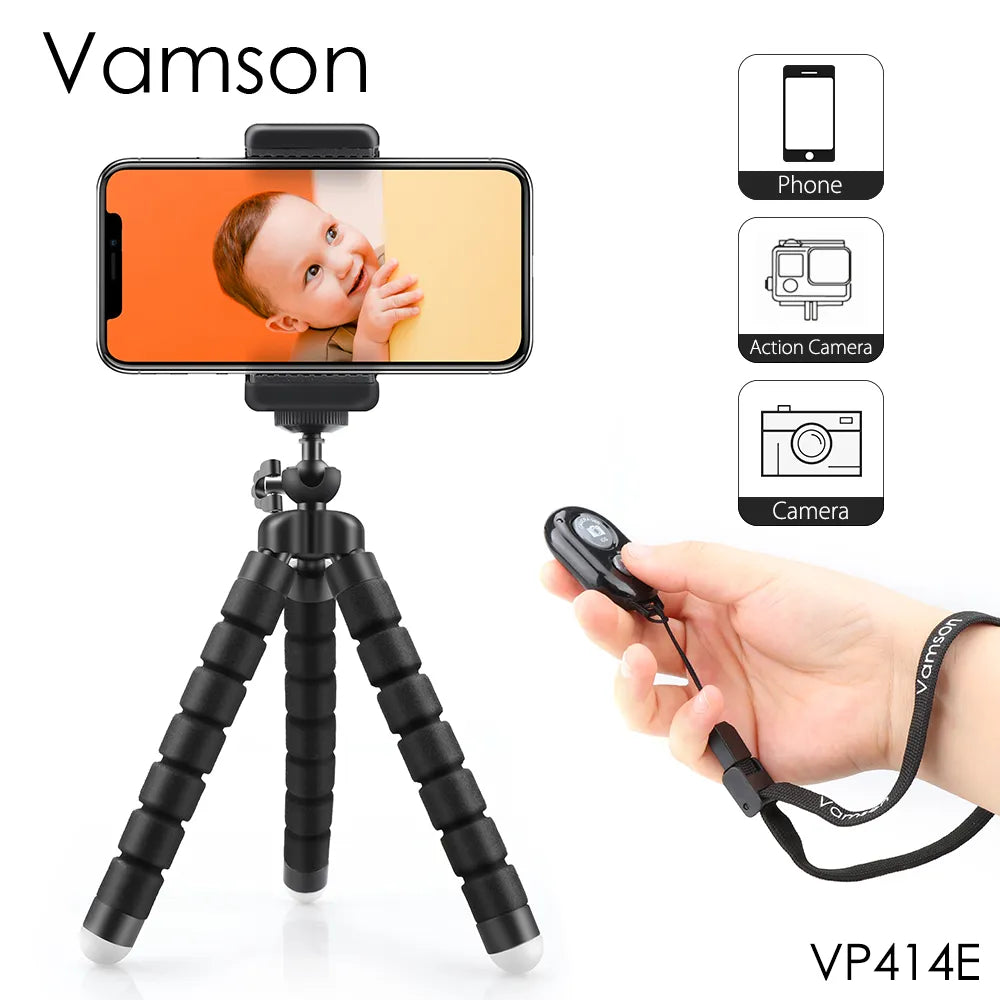 Vamson Mini Tripod for Phone Flexible Leg Gorillapod Octopus Tripod Mobile