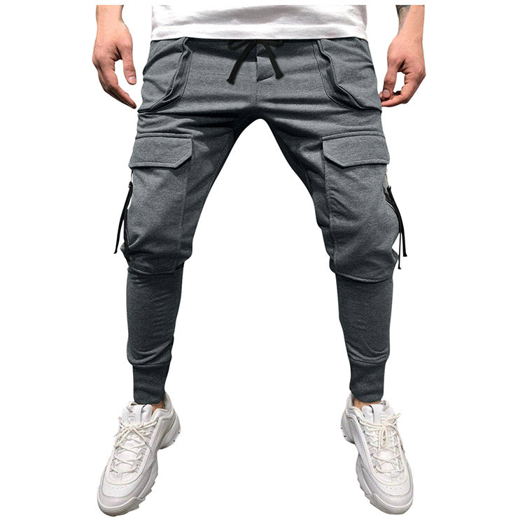 Wholesale Mens Cargo Pants Solid Mid-Waist Drawstring Sweatpants Men's Casual