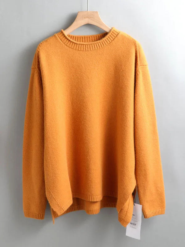 O-Neck Oversize Thick Sweater Pullovers Women Loose Cashmere Turtleneck Sweater