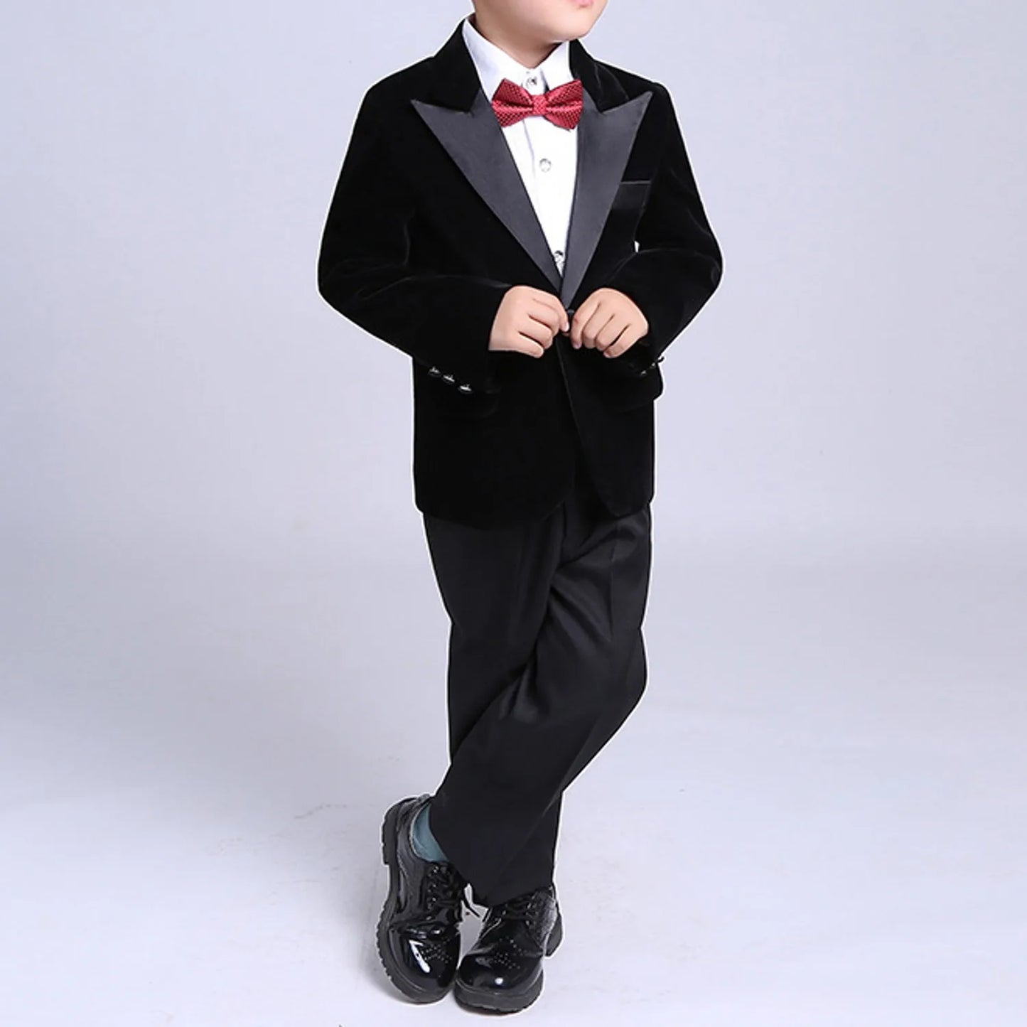 Green Velvet Boys Suits for Wedding Clothing Kids Birthday Party Formal Outfits