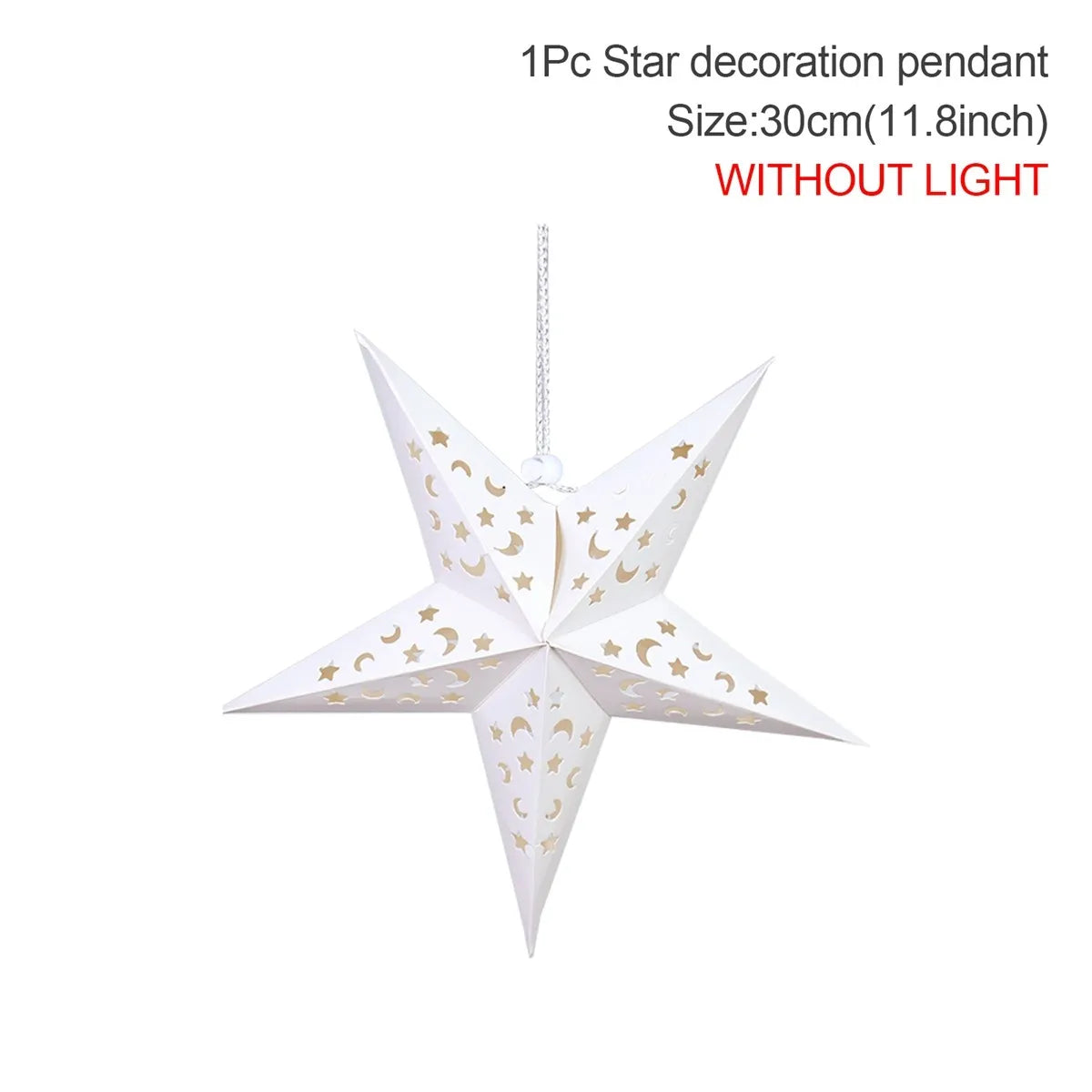 30-75cm Hollow Star Hanging Pendant Eid Mubarak Christmas Decoration 2024