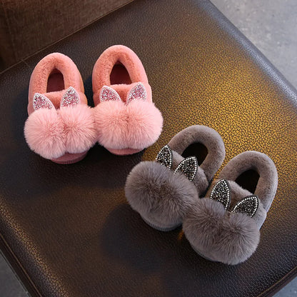 Kids Girls Girls Slippers Cartoon Fox Girls Home Shoes for Children Winter