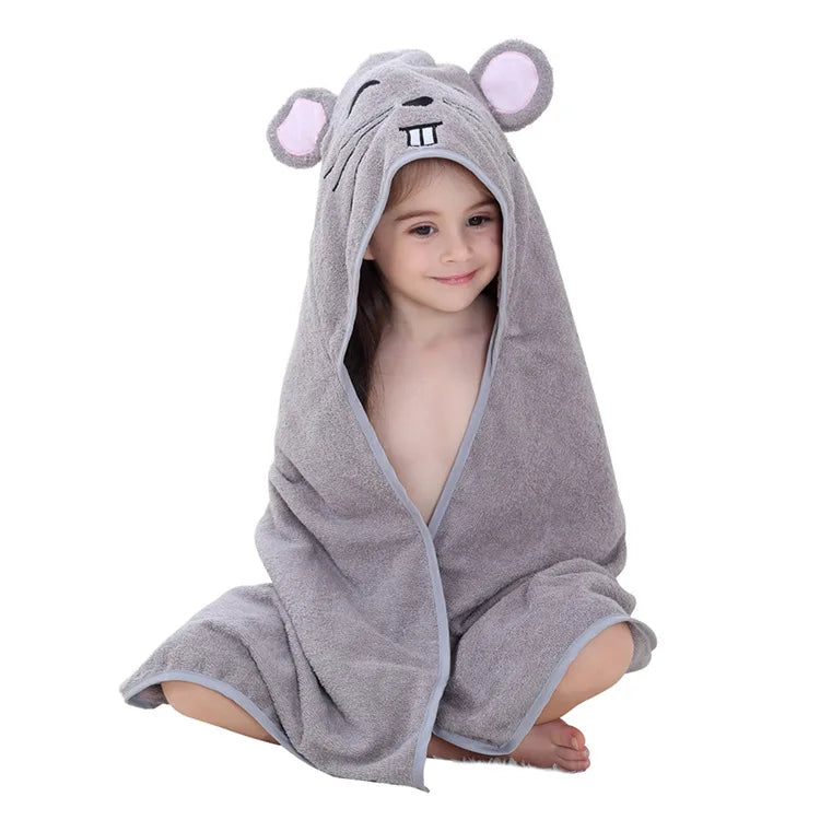 Baby Animal Cartoon Hooded Towel Beach Bath Robes Soft Children Poncho Towels