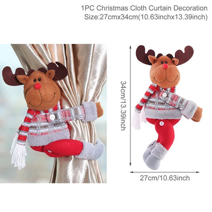 Santa Claus Elk Christmas Curtain Buckle Doll Ornament Christmas Decoration