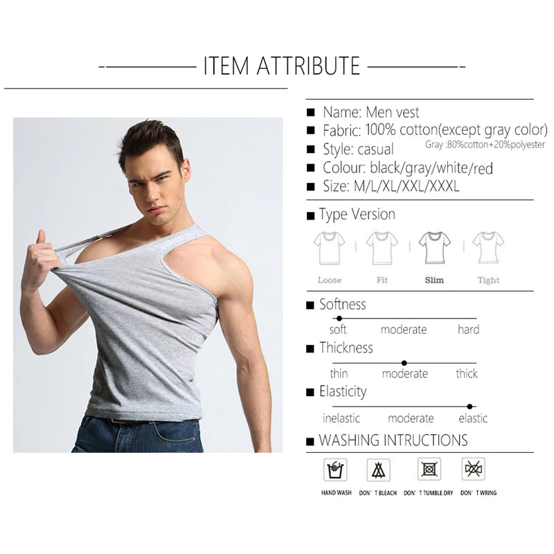 TFETTER Men's Underwear Cotton Tank Top Men High Quality Bodybuilding