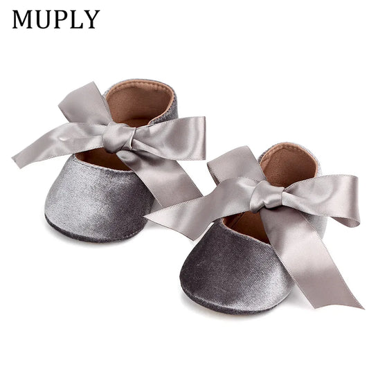 Baby Girl Cute Shoes Bow Lace Up PU Leather Princess Baby Shoes