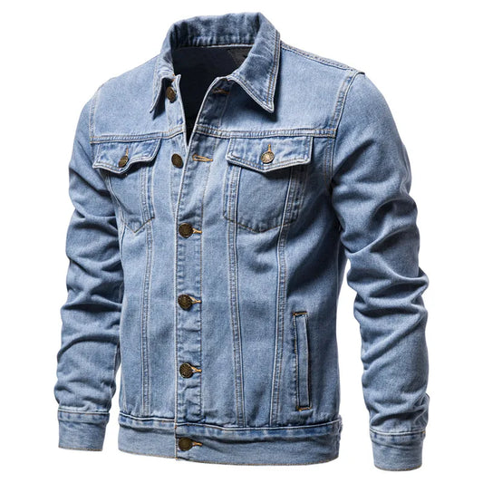 Denim Jacket Men Fashion Causal Oversized Cotton Casual Black Blue Denim Jacket