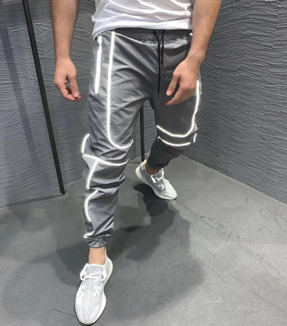 Wholesales Night Running Reflective Beam Pants Men's Hip-Hop Luminous Casual