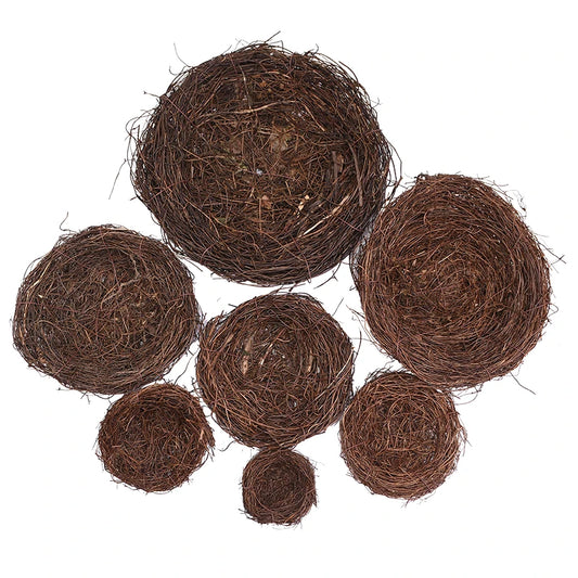 8-25cm Vintage Round Rattan Bird Nest Handmade Craft Bird Nest Easter Egg Decor