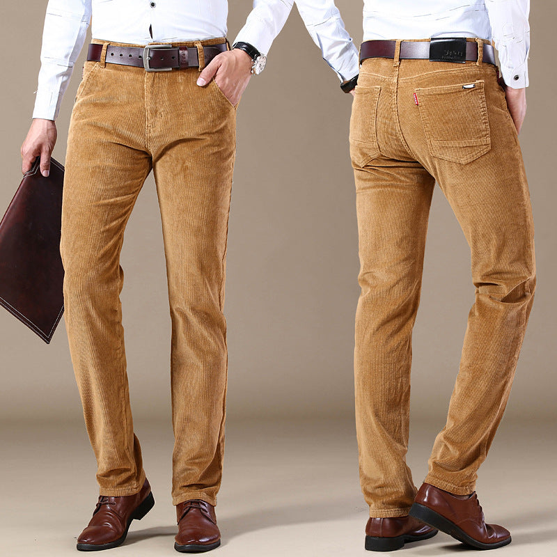 Mens Corduroy Long Pants Winter Thicken Warm Casual Men's Trousers