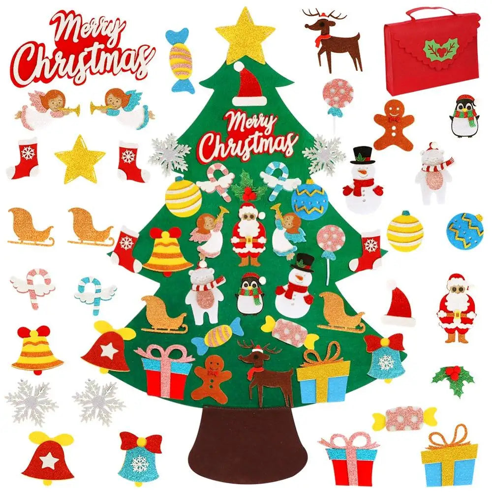 OurWarm DIY Felt Christmas Tree Snowman With Ornaments Fake Christmas Tree