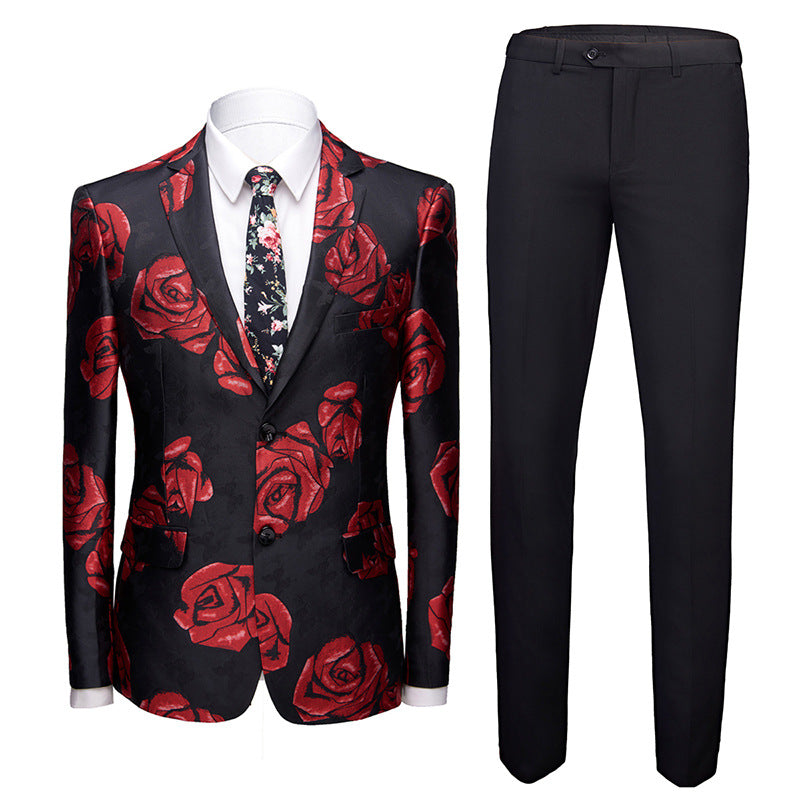 Hot Sale Plus Size Embroidered 2 Pieces  Men'S Suits & Blazer