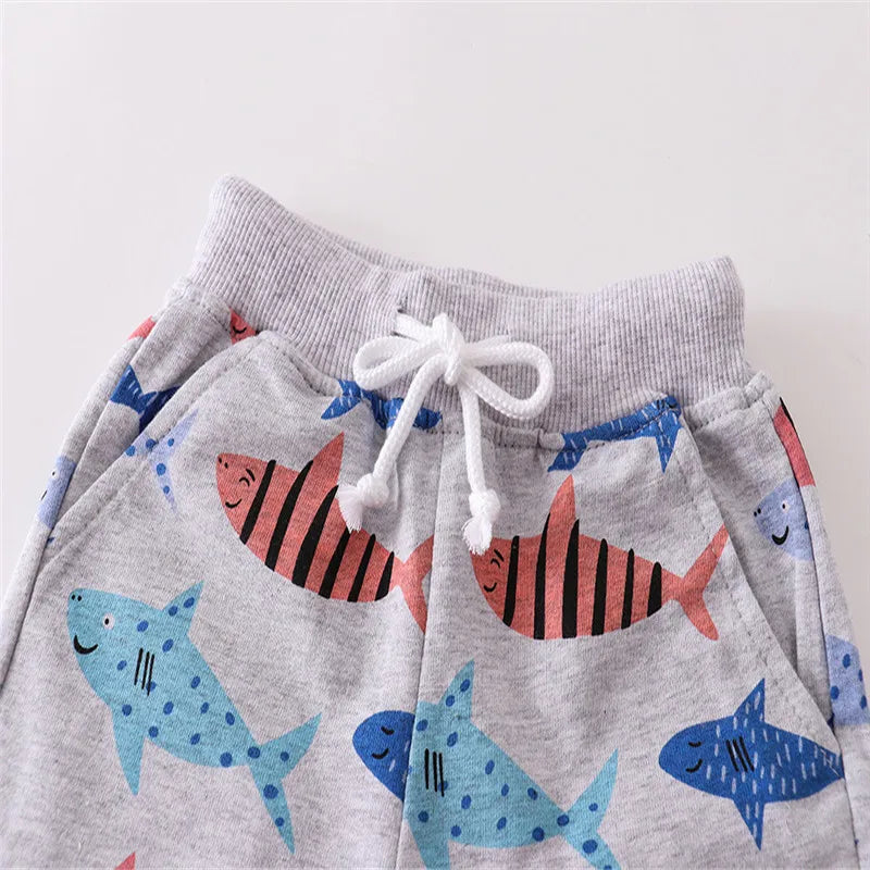 Jumping Meters Summer Tigers Print Boys Shorts Drawstring Cotton