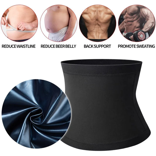 Mens Abdomen Reducer Sauna Body Shaper Fitness Sweat Trimmer Belt Waist