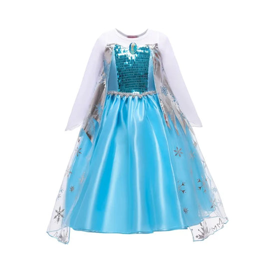 Princess Girl Dresses Snow Queen Elsa Costume for Kids Cosplay Dress Up