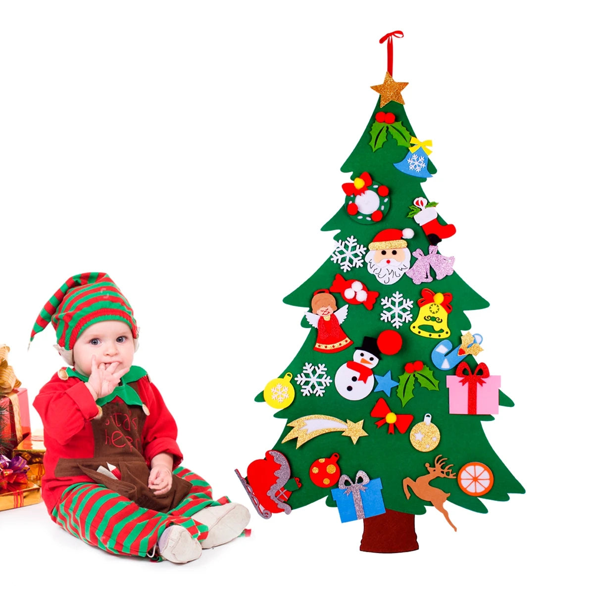 QIFU 3D DIY Felt Christmas Tree Christmas Decorations for Home Christmas