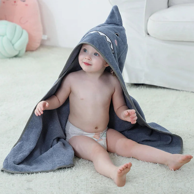 Baby Animal Cartoon Hooded Towel Beach Bath Robes Soft Children Poncho Towels