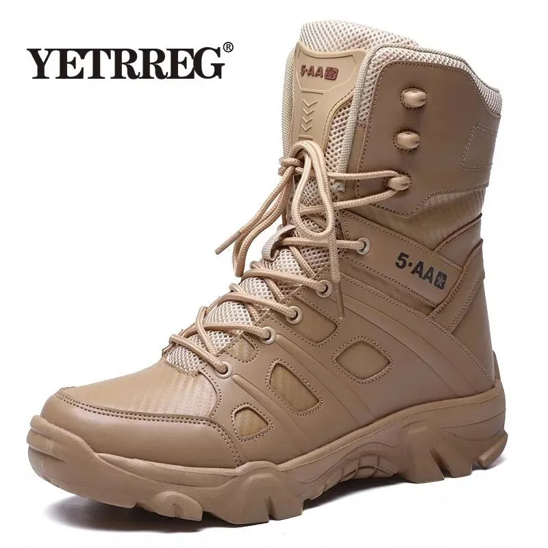 Brand Mens Boots Outdoor Leather Desert Combat Ankle Boot Light