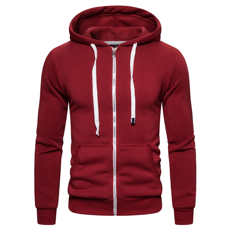 Winter Cotton Hoodied Mens Sweatshirts Fleece Thick Hoodies Sportswear Zipper