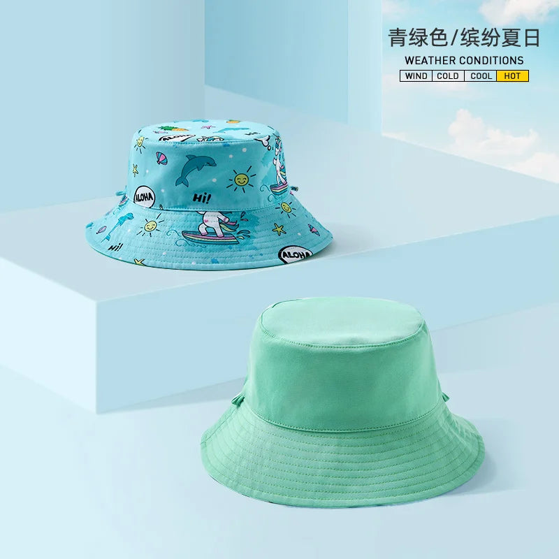 Children's Hat Double-Sided Fisherman Hats Summer Sunscreen Cap Boys