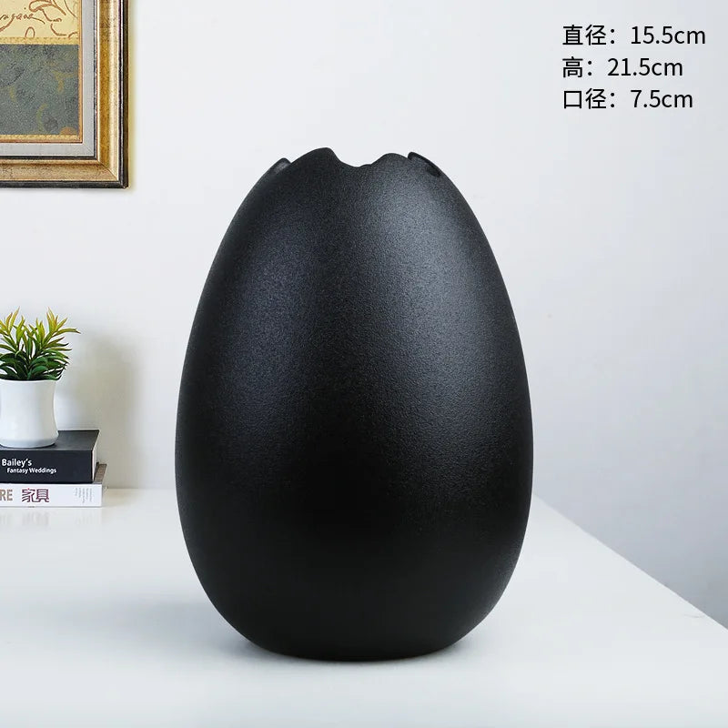 Spring Easter Eggs Shaped Minimalist Porcelain Art Vase Fresh Flower Dried Vase