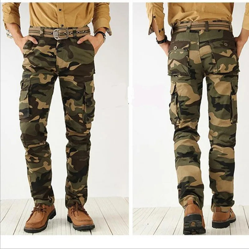 Spring Autumn Men Cargo Pants Cotton High Quality Camouflage Straight