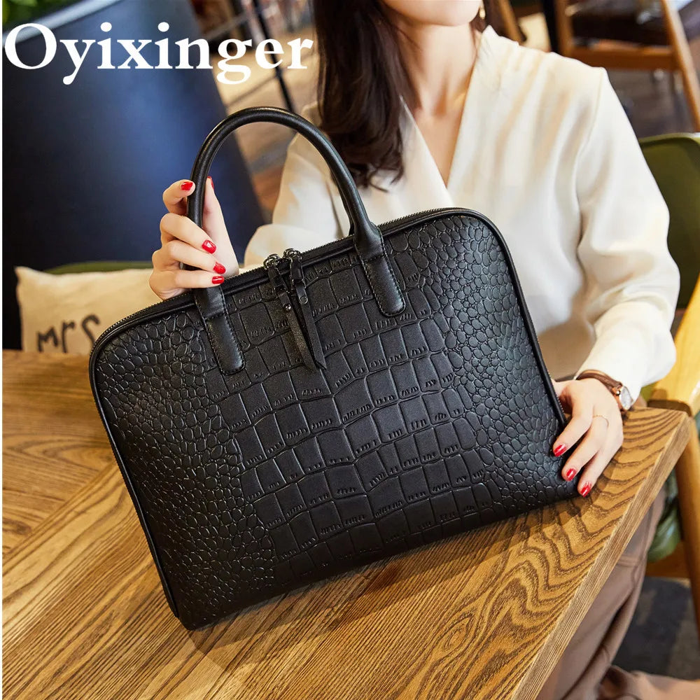 Ladies Computer Handbags for Women Office Handbag Girls Leather Shoulder Bag