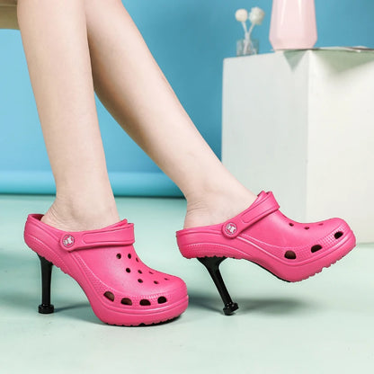 2023 Summer Women Sandals Hole Hole Slippers Sexy Heel Slippers