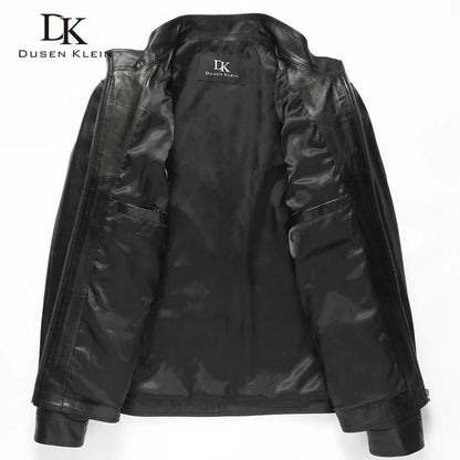 Luxury Man Genuine Sheepskin Leather Jacket Brand Dusen Klein Men Slim